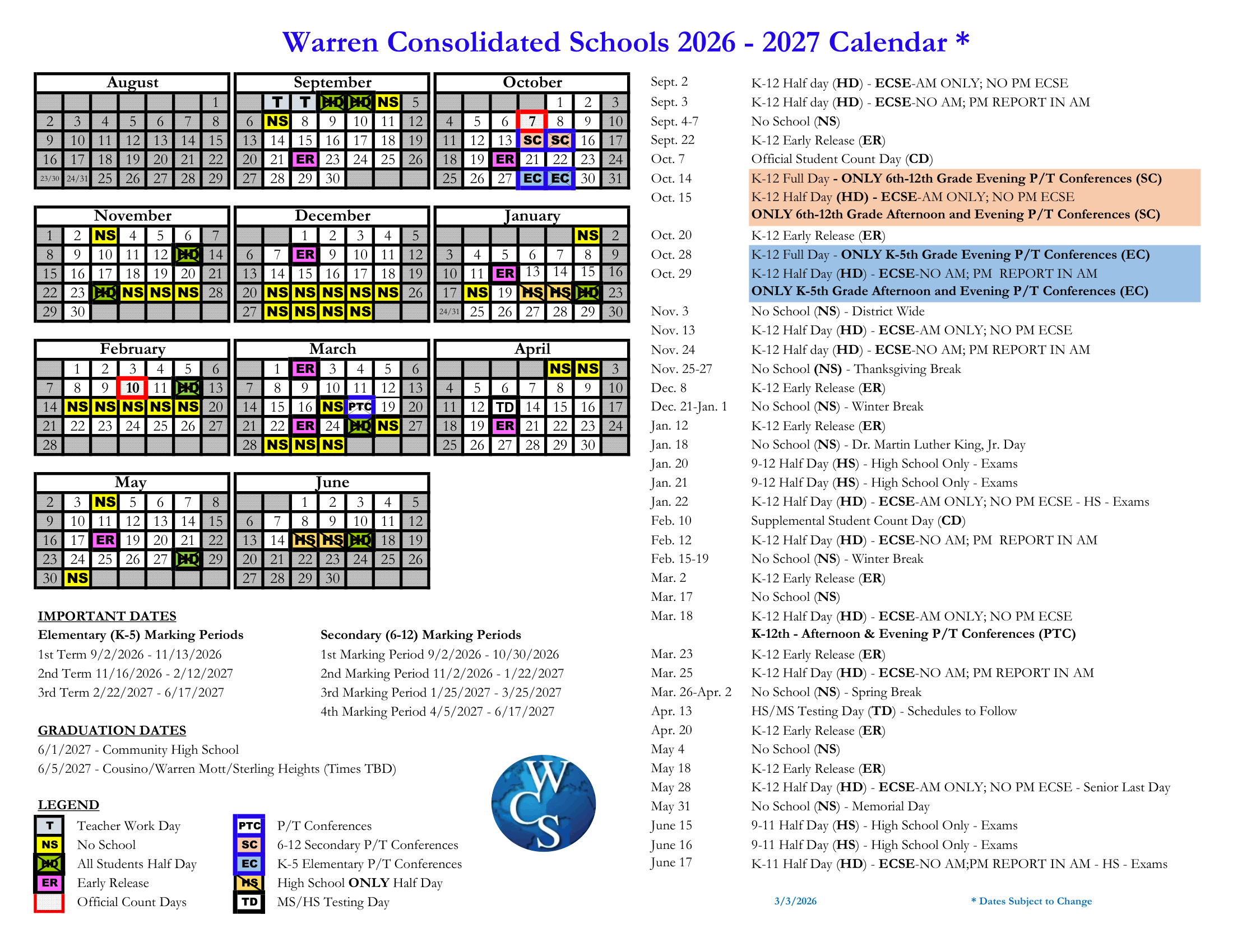 Parent-Teacher Conferences at Warren Consolidated Schools